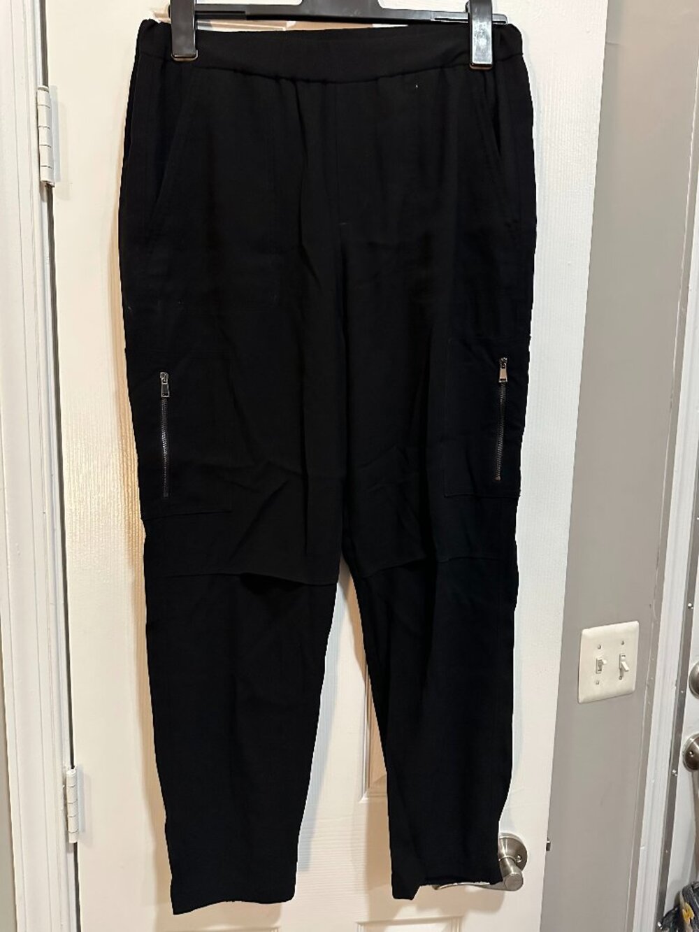 Vince Black Crepe Cargo Jogger Pants